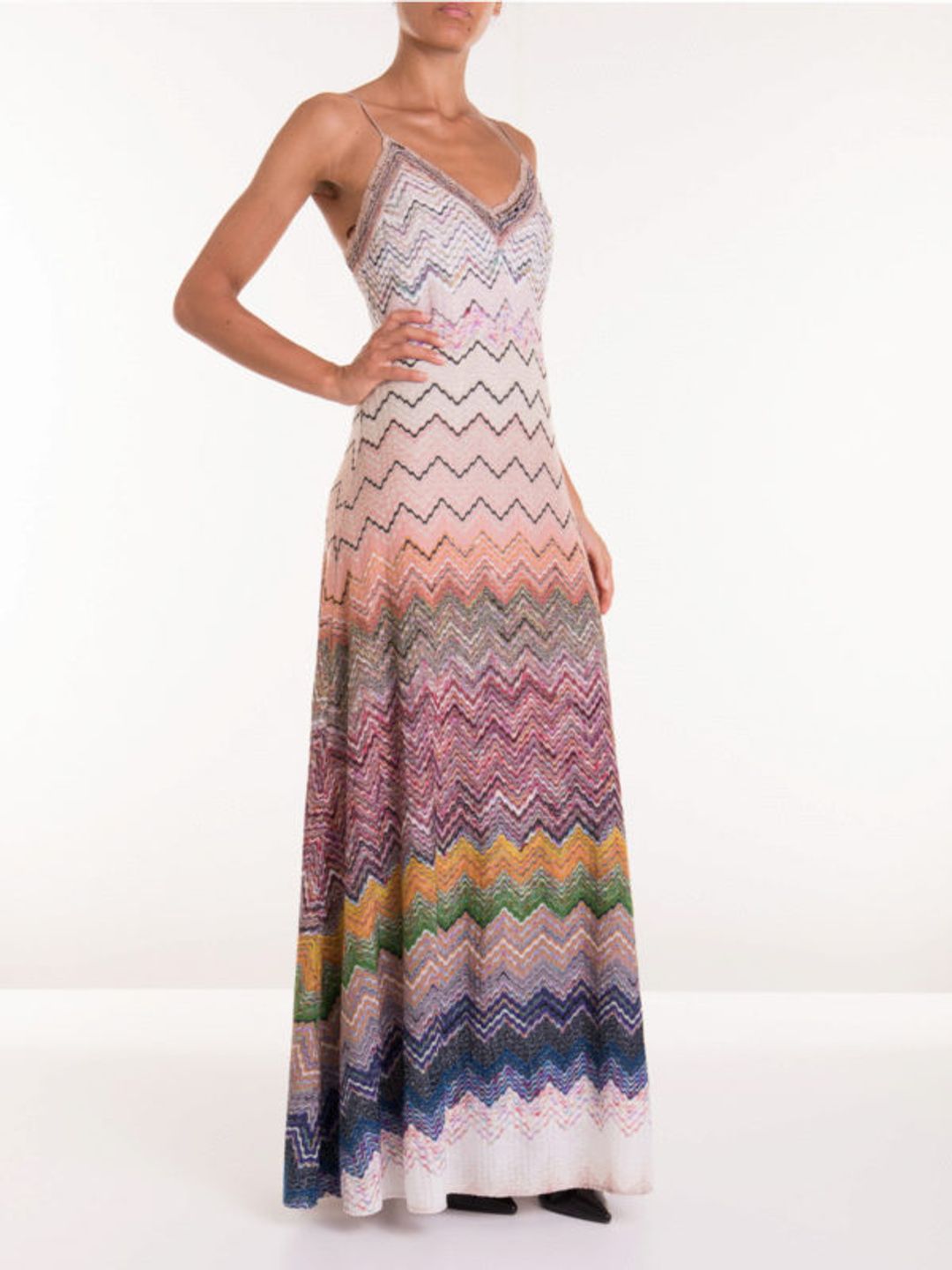 Chevron pattern wool blend long dress #3