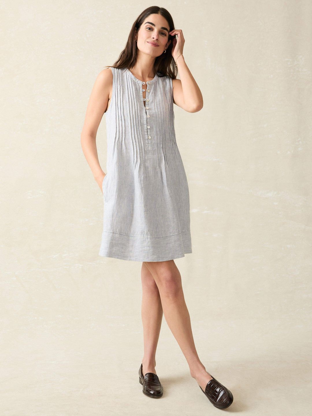 Isha Dress - Blue Mini Stripe #3