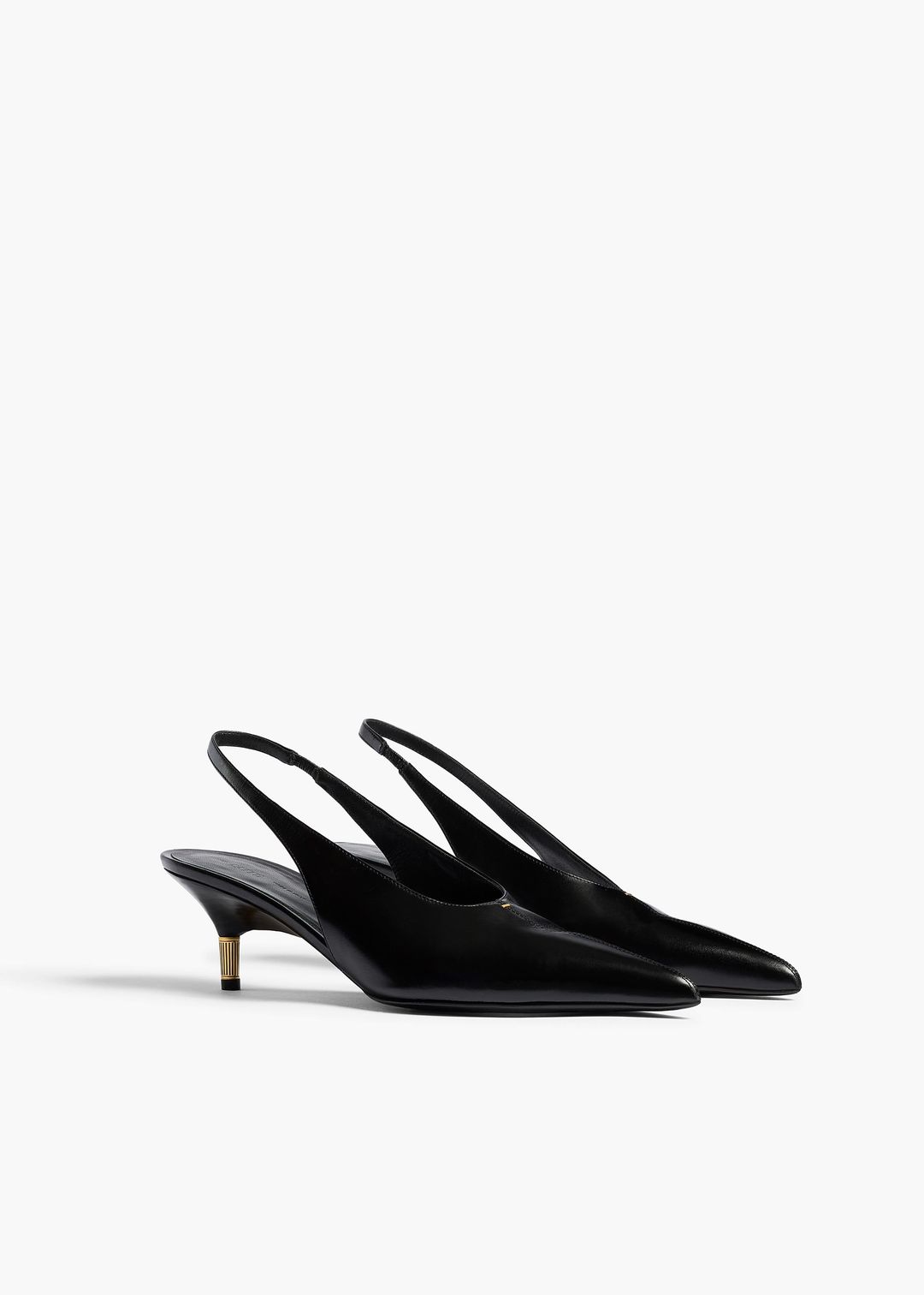 Bella Low Pump in Black Glazed Leather