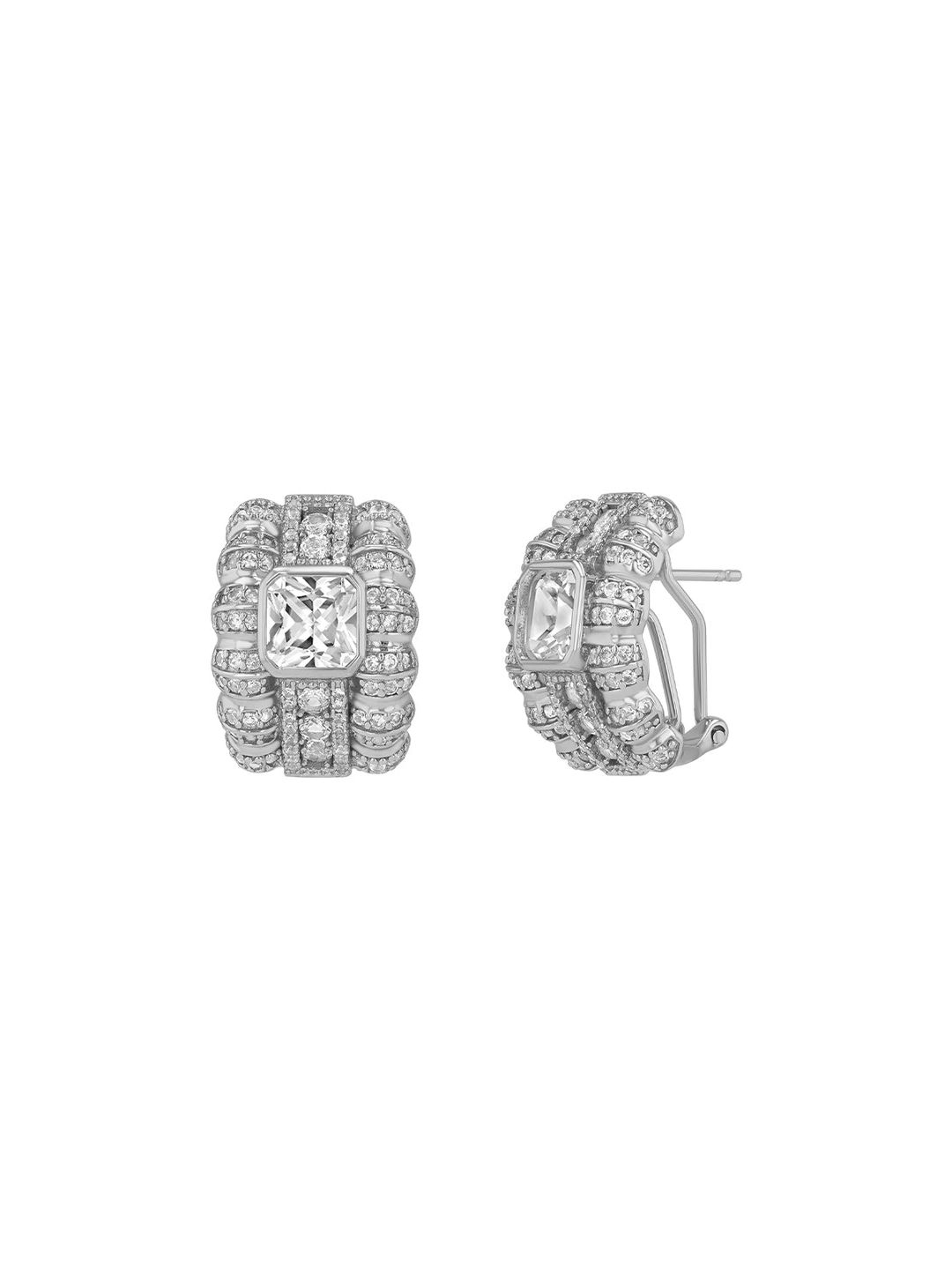 CRAWFORD EARRINGS IN LAB WHITE SAPPHIRE, RHODIUM COATED BRASS #2