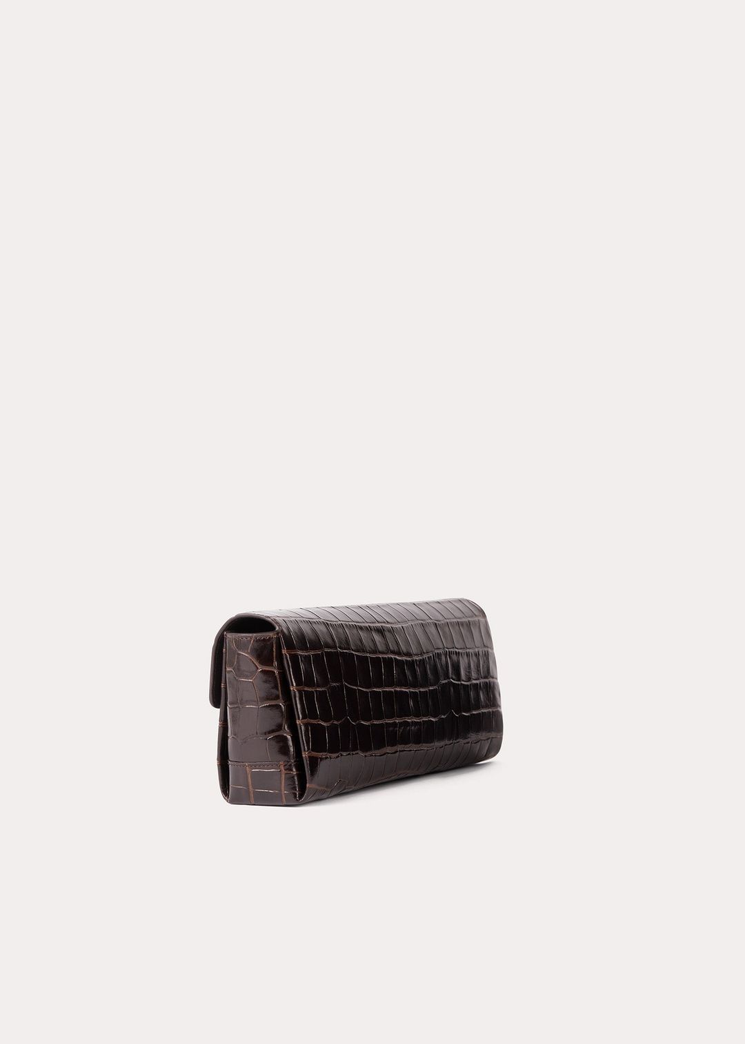 Soft T-Clutch dark brown croco #4