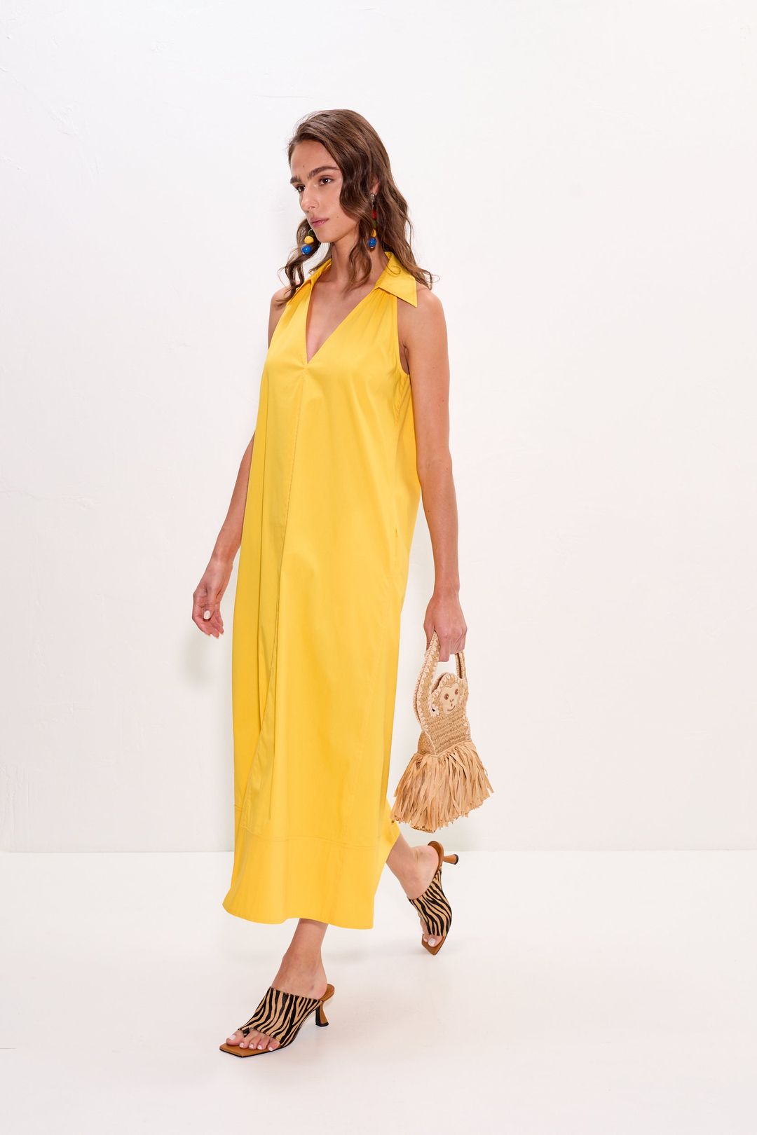 Nava Poplin Midi Dress in Sungold #4