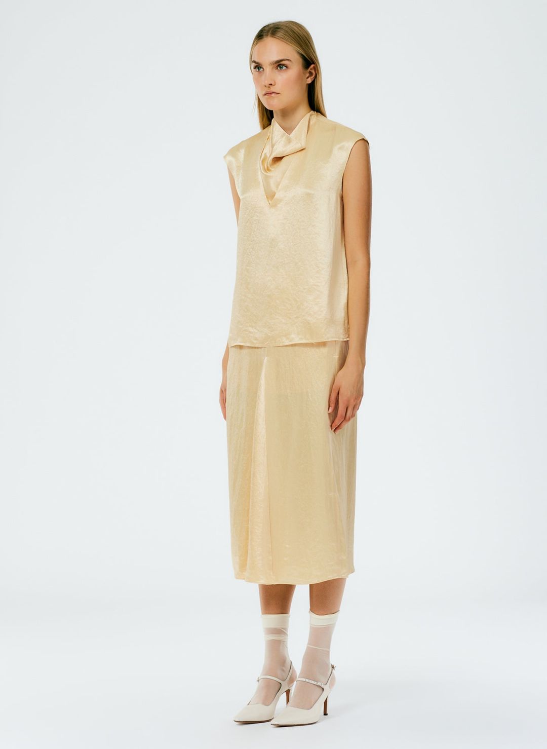 Sion Satin Godet Midi Skirt #2