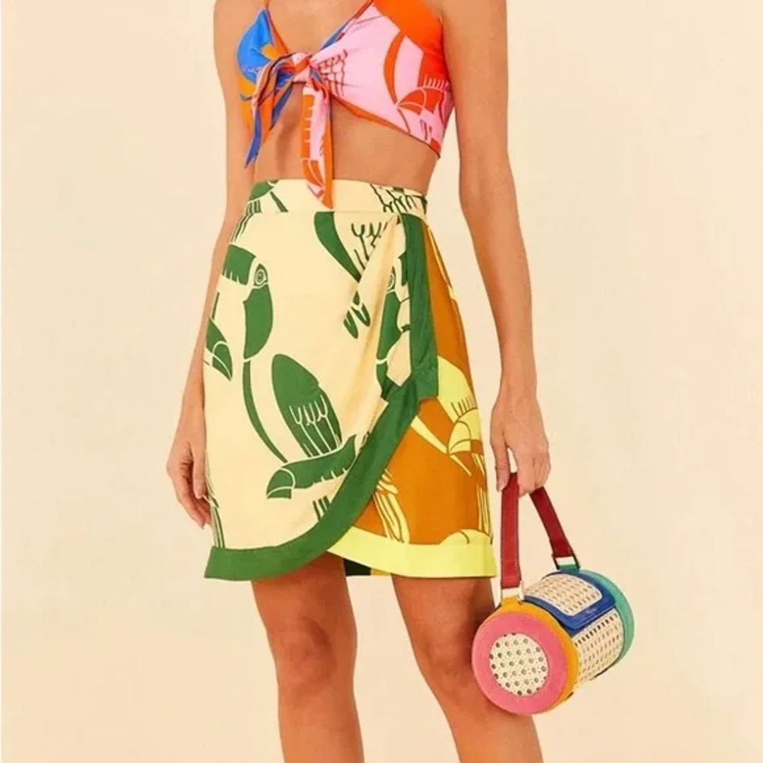 Mixed rainbow toucans miniskirt