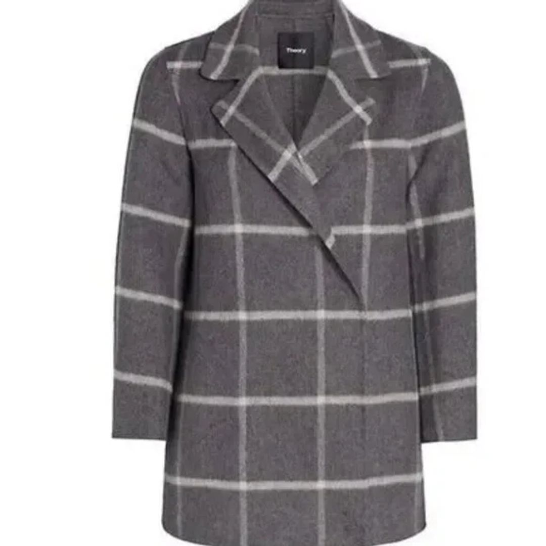 Claire Women's Gray Check Wool Blend Coat