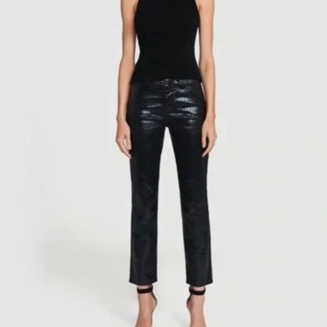 Le Sylvie Slender Straight Jeans Noir Croc