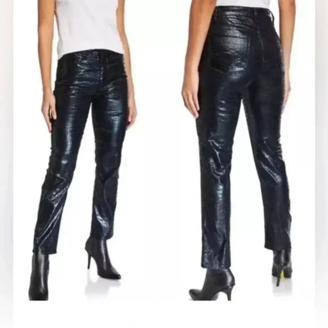 Le Sylvie Slender Straight Jeans Noir Croc #3