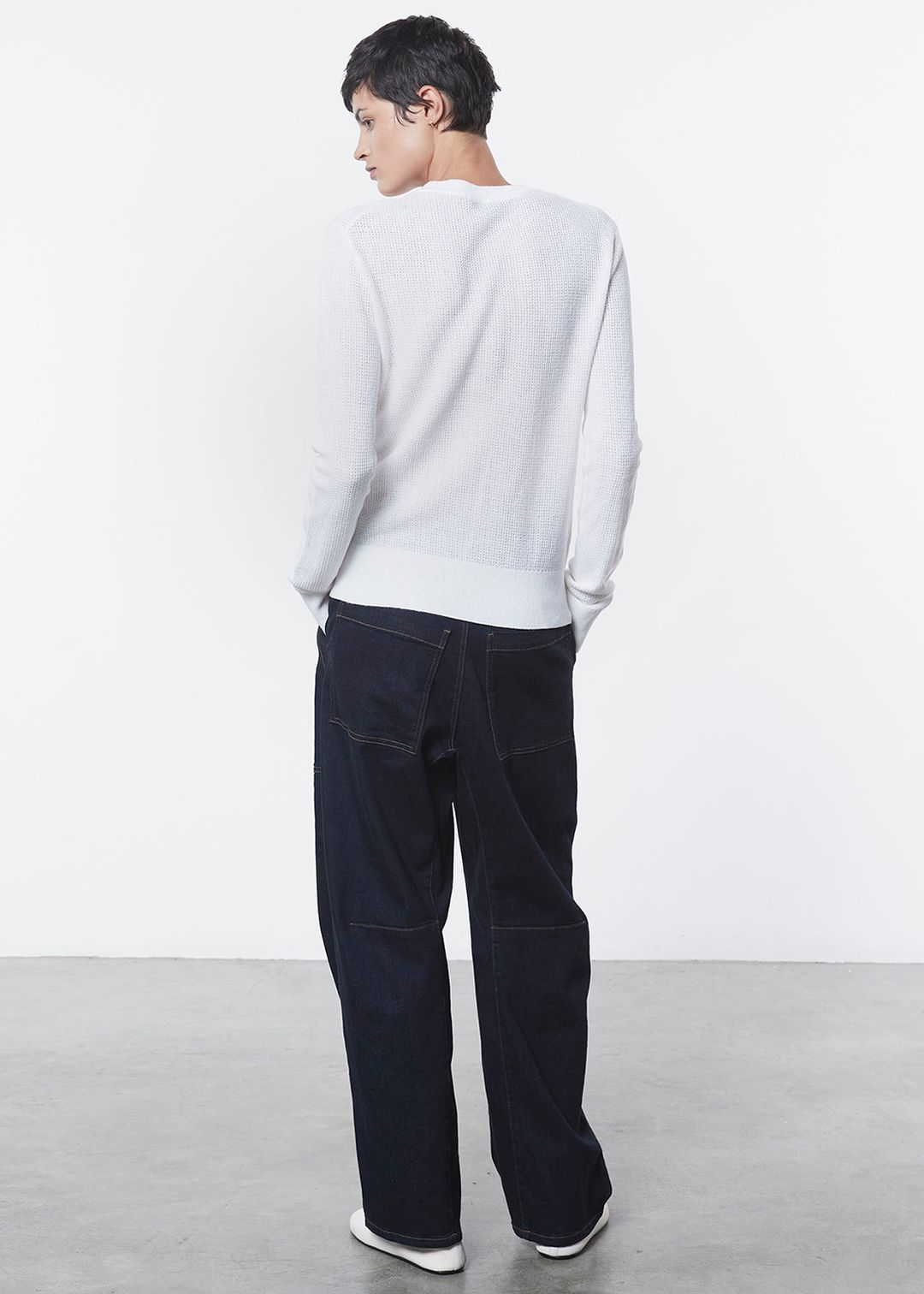 Linen Open Knit Crewneck | White #3