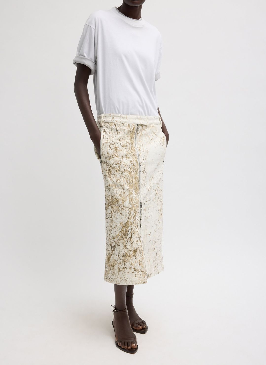 Calcimin Denim Midi Trouser Zip Skirt #2