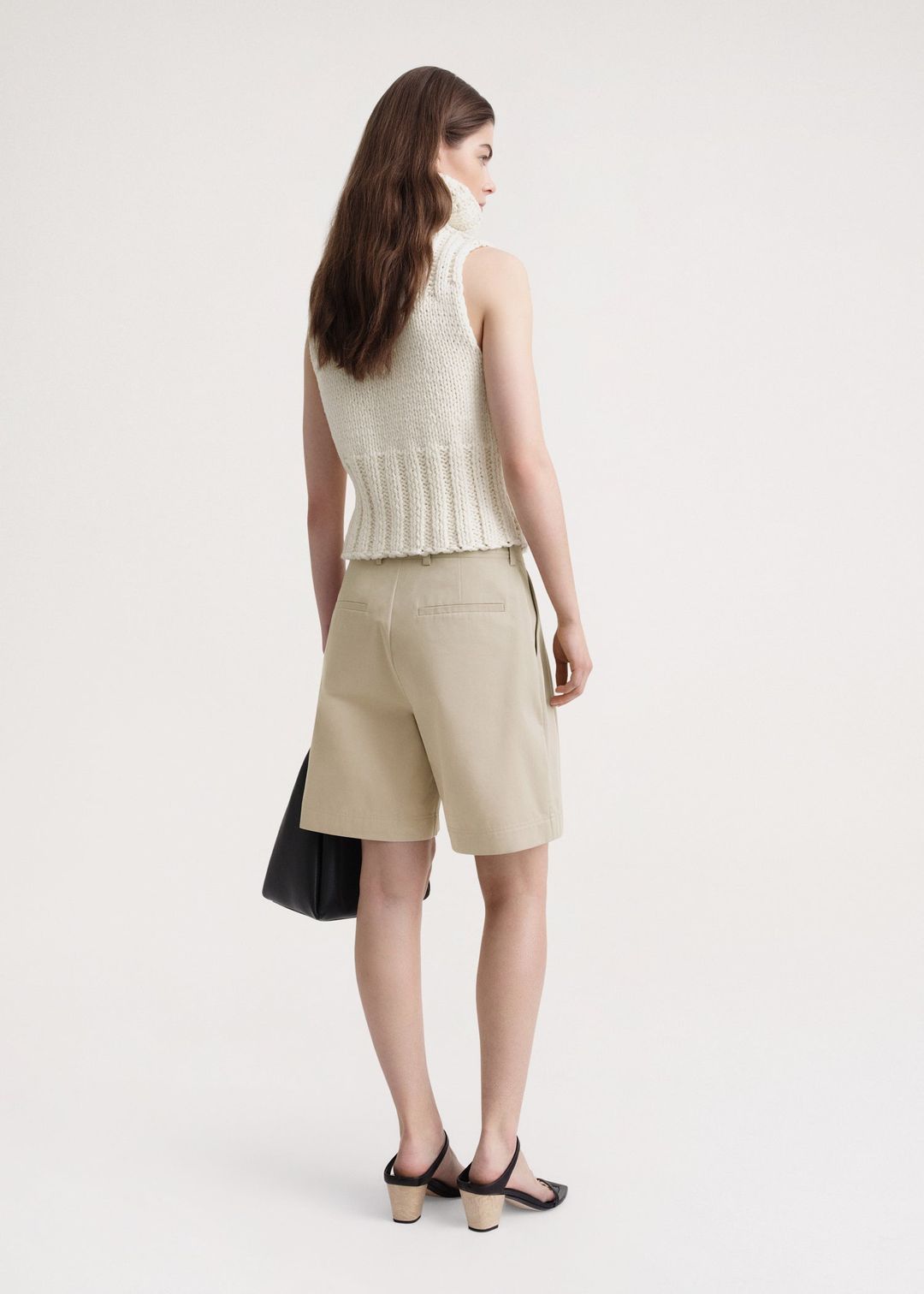Pleated cotton-twill shorts overcast beige #3