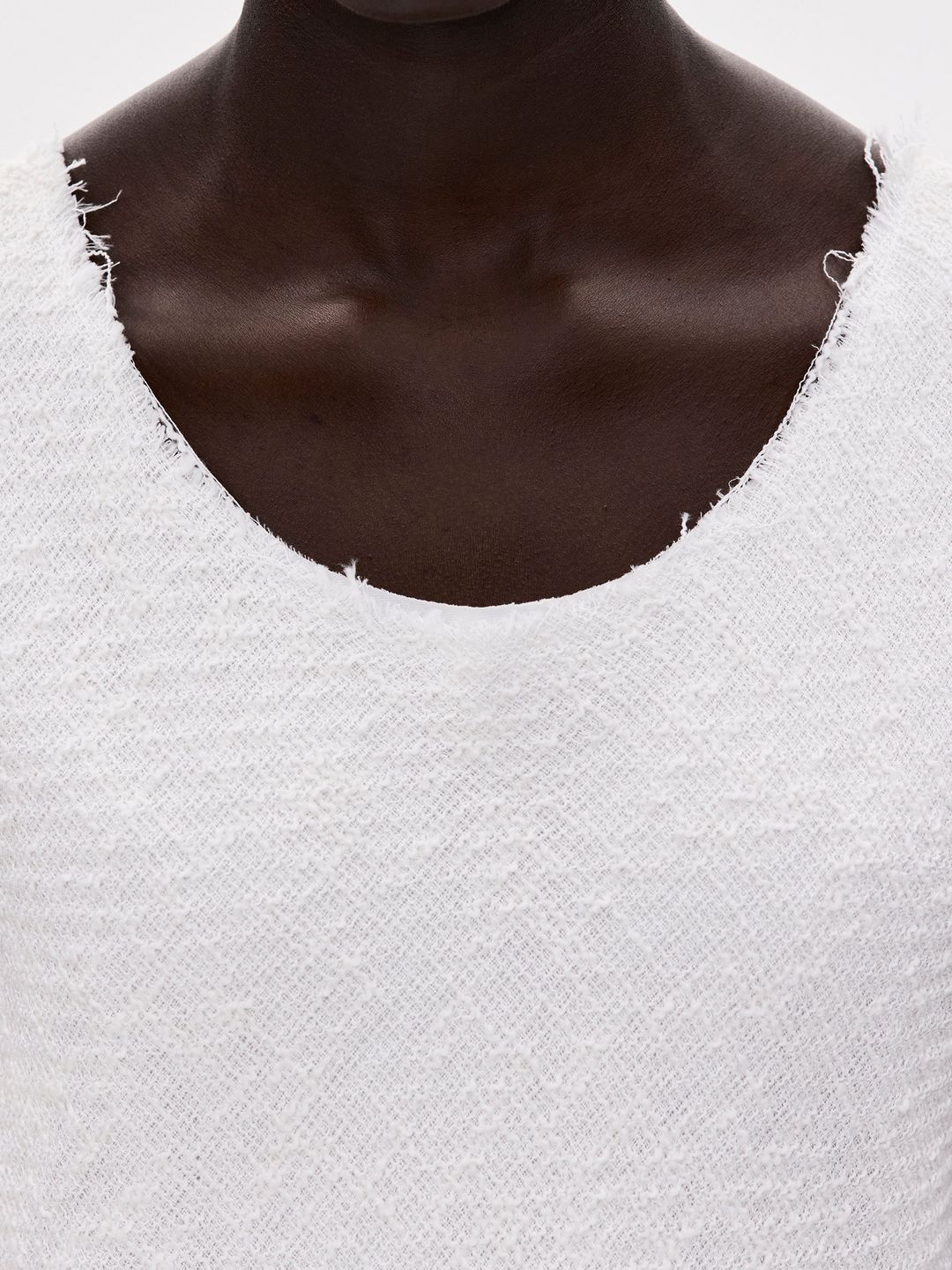 Raw Tweed Dress, White