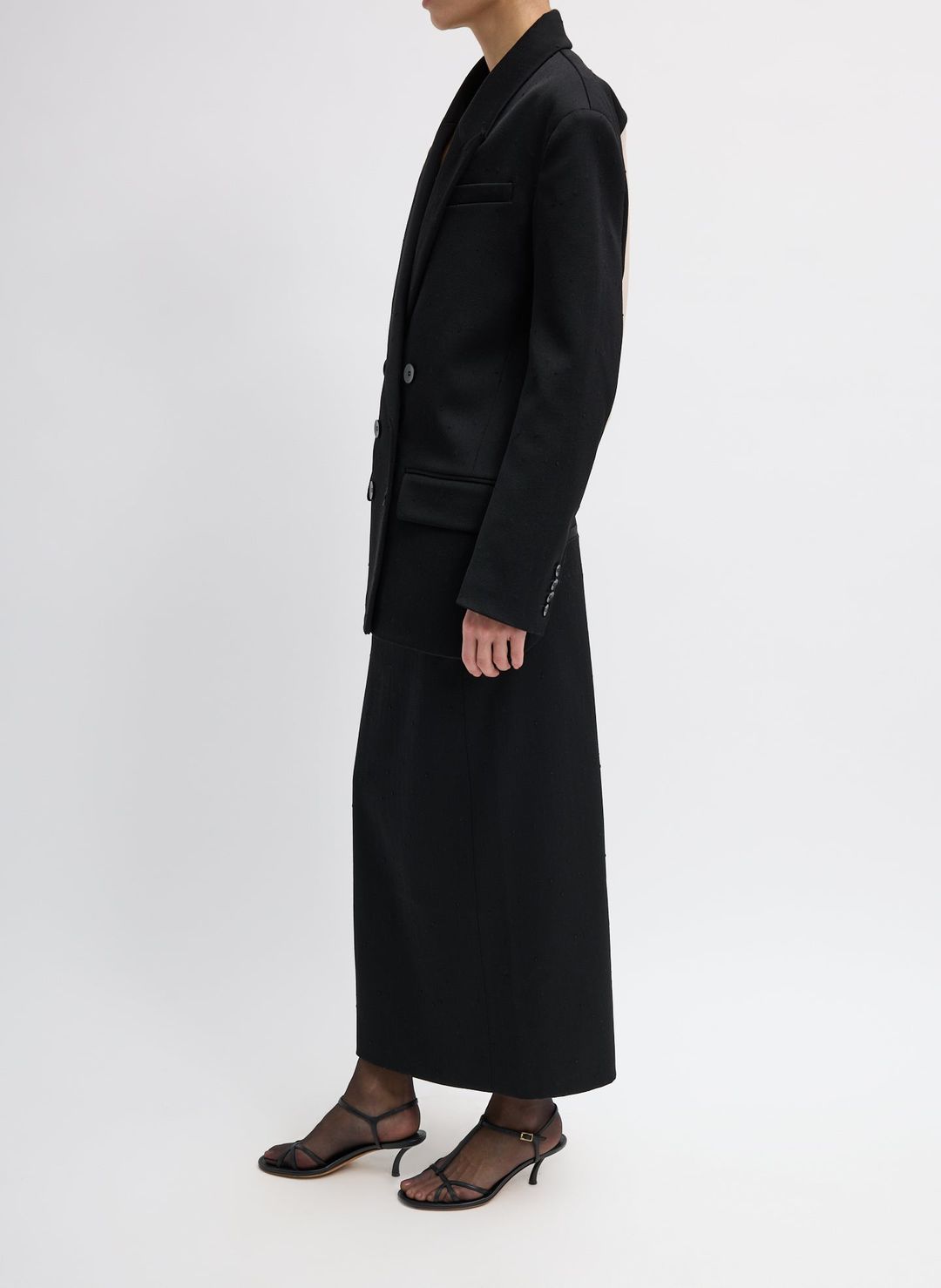 Refined Wool Slub Blazer With Cut Out Organza Back #4