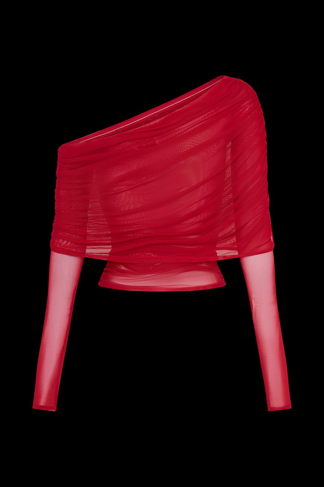 Everly Sheer Mesh Off Shoulder Top - Ruby #8