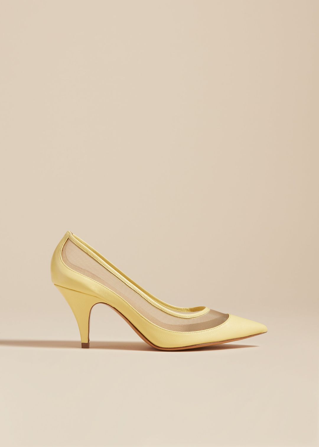 The River Mesh Pump in Pale Yellow Leather