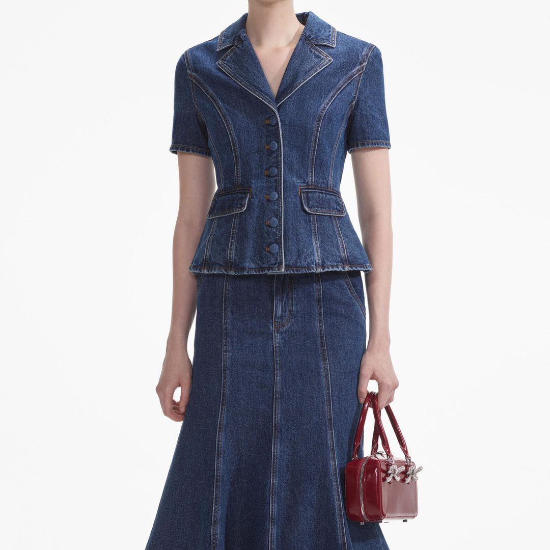 Flared Denim Midi Dress #4
