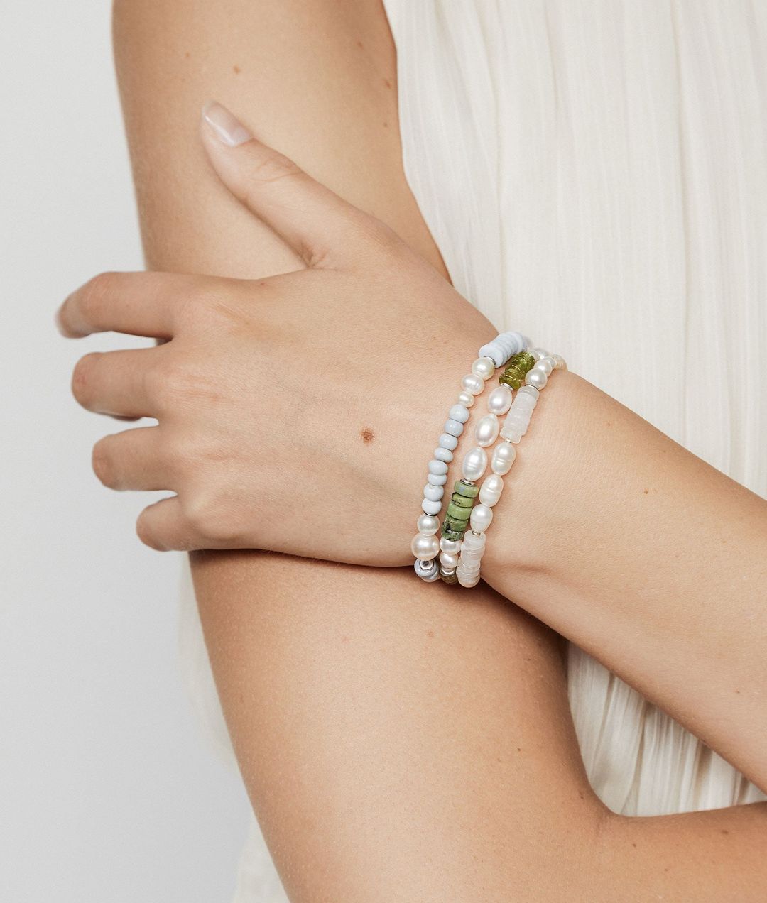 Como Beaded Bracelet, Blanche