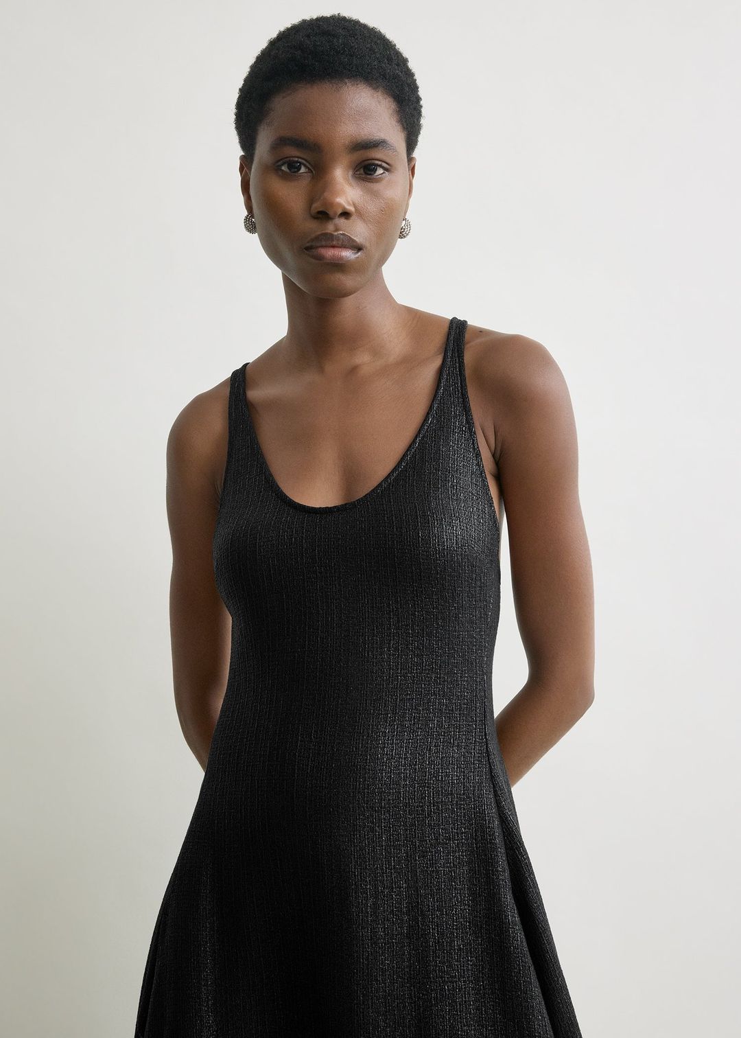 Sculpted cotton dress black #4