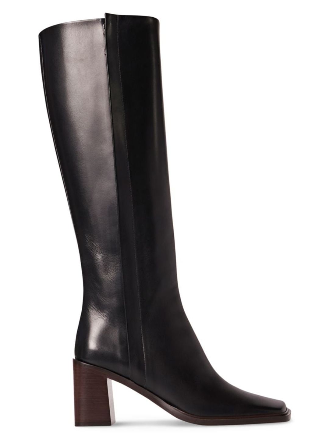 Patch Leather Knee-High Boots