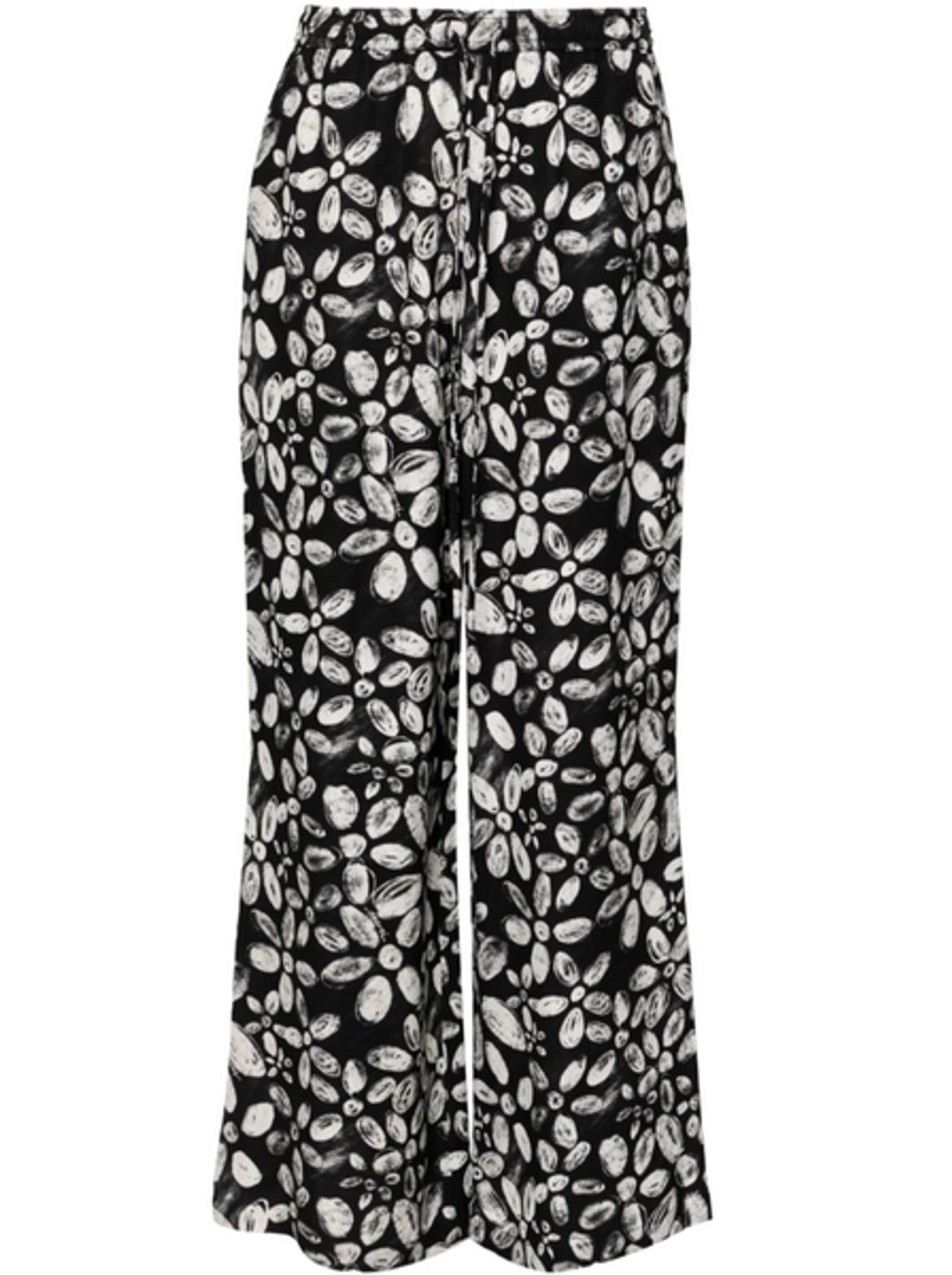 Floral Printed Pull-On Pants - Black #6