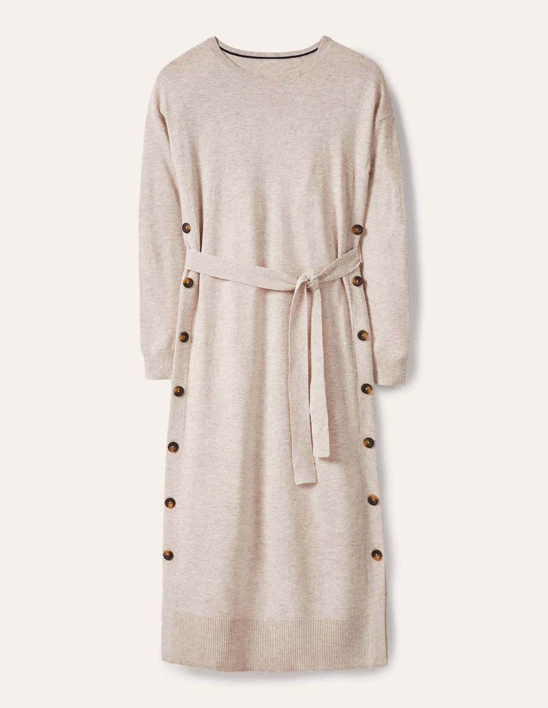 Side Button Knitted Dress-Chinchilla Melange
