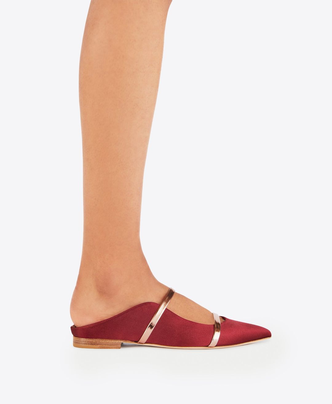 Maureen Flat - Wine Rose Gold Satin Flat #5