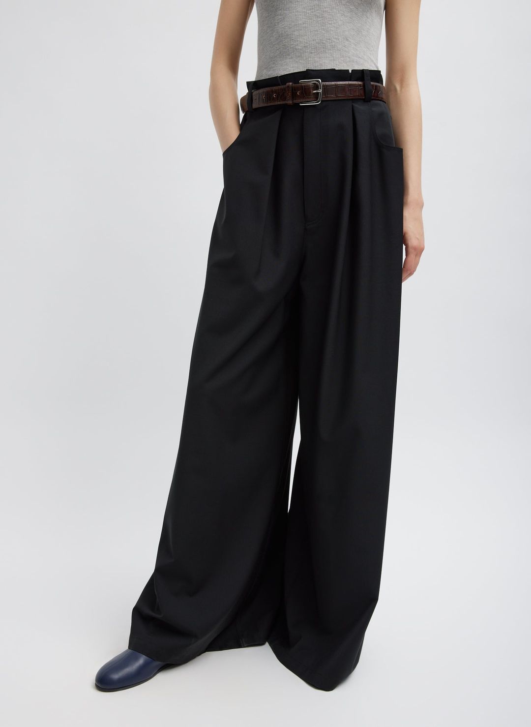 Tropical Wool Walker Wide Leg Pant