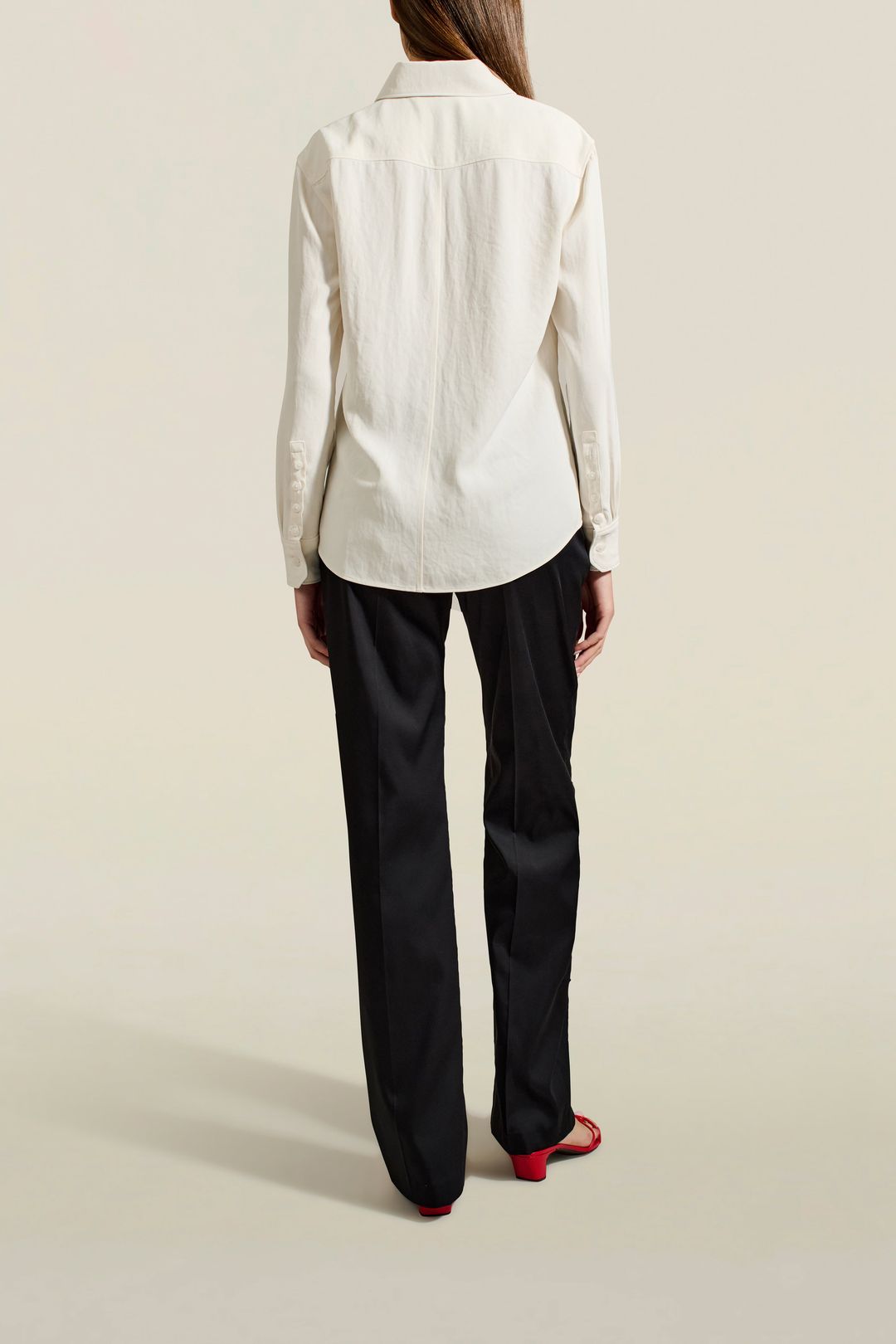 Clyde Blouse in White Triacetate Twill #3