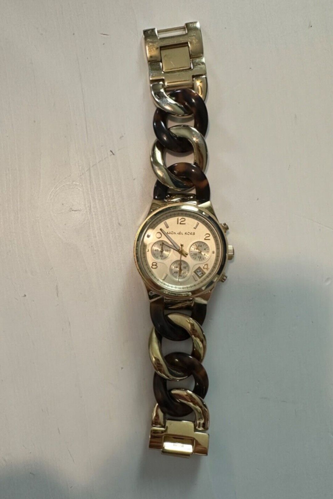 Tortoise & Gold Chain Link Michael Kors Watch #4