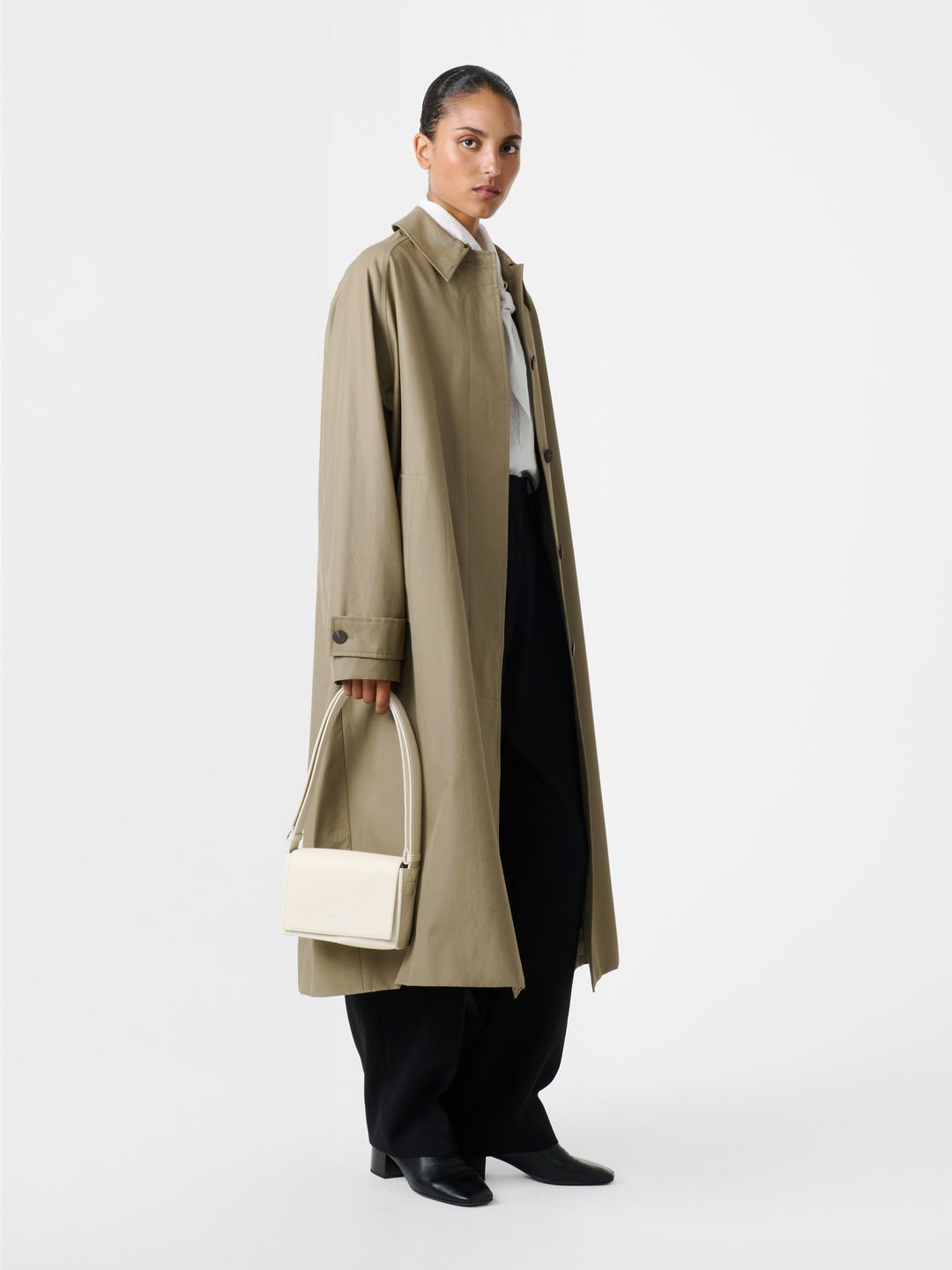 Holin Coated Cotton Trench in Dark Dusk