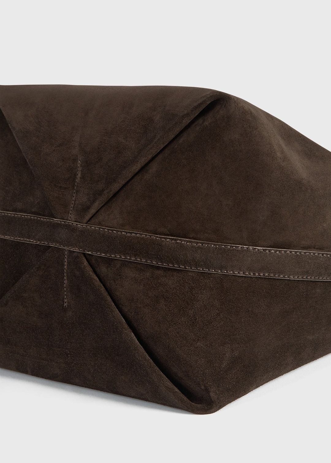 Belted suede tote brown #7