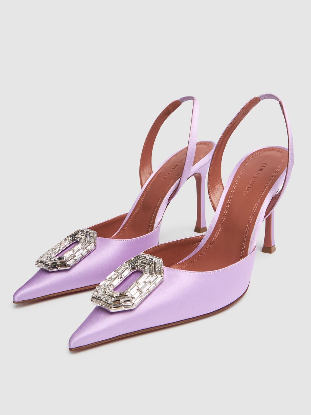 90mm Camelia Satin Heels In Purple #2