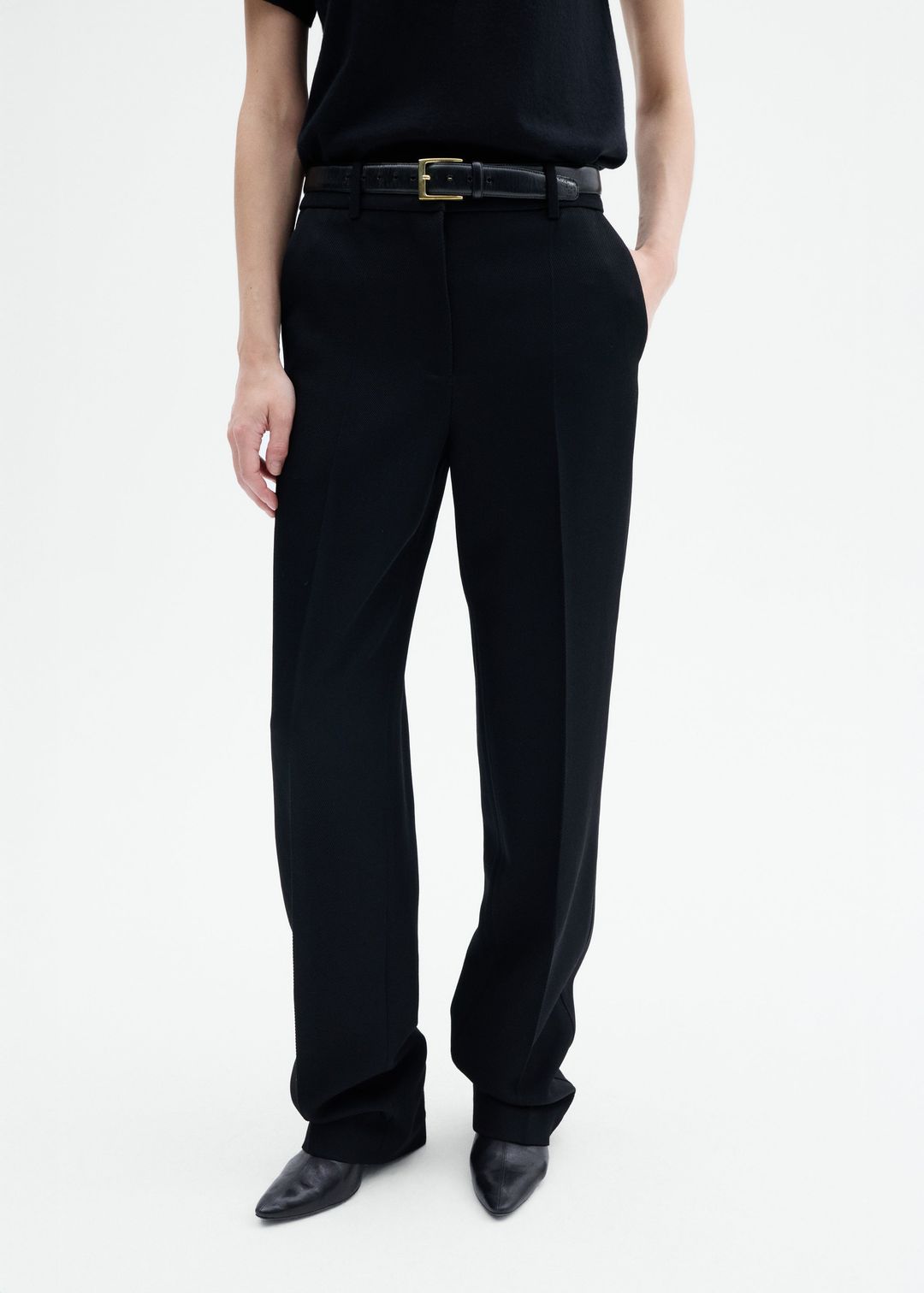 Tailored Straight Pant in Virgin Wool - Black #4