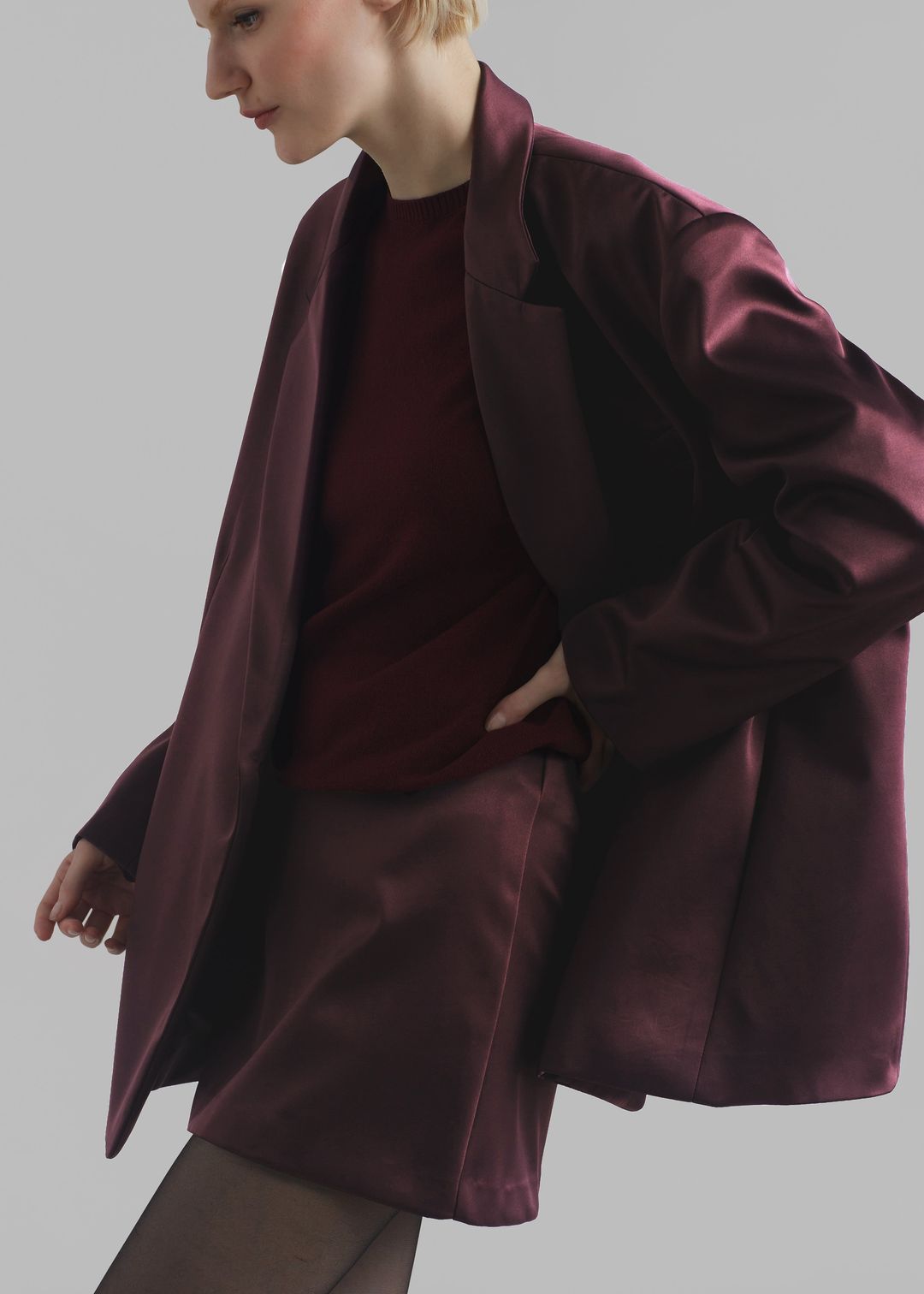 Jo Satin Blazer - Burgundy #14