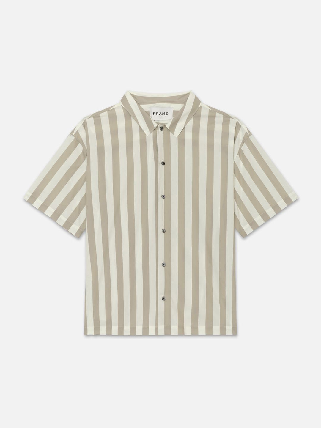 Camp Collar Shirt -- Smoke Beige Stripe