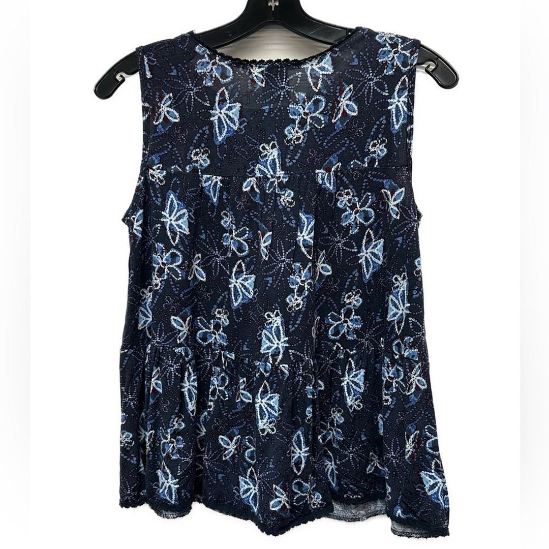 Anthropologie Blue Embroidered Floral Top #8