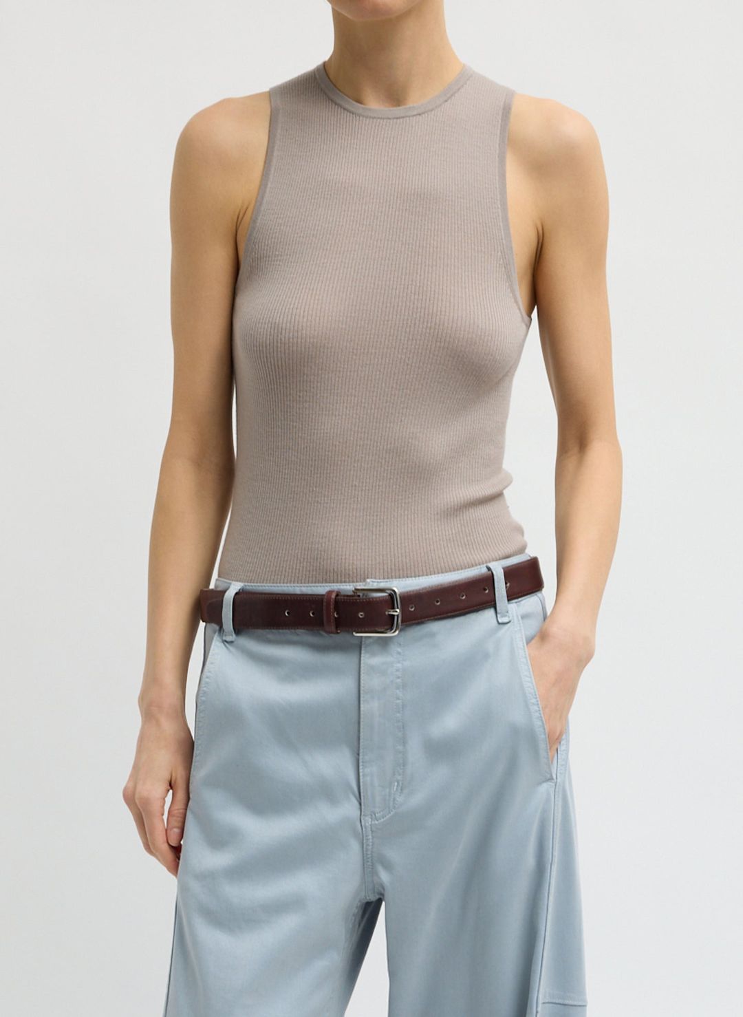 Feather Weight Ribbed Cut Out Tank Top