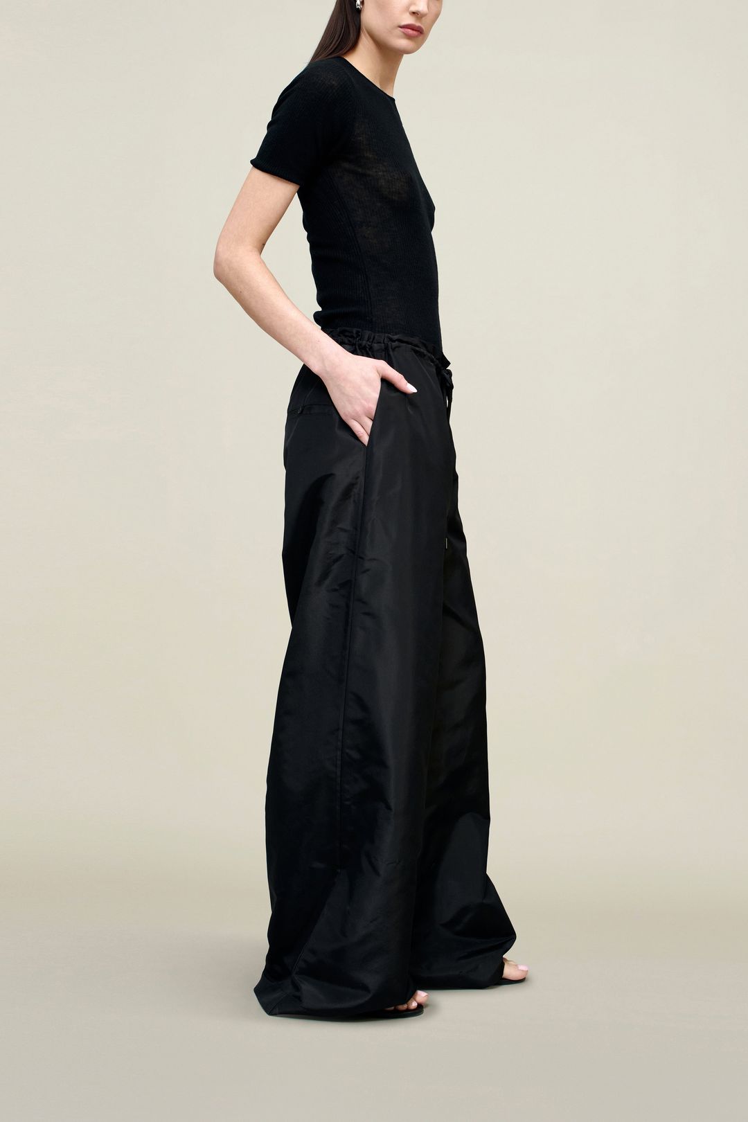 Wesley Drawstring Pant in Silk Taffeta
