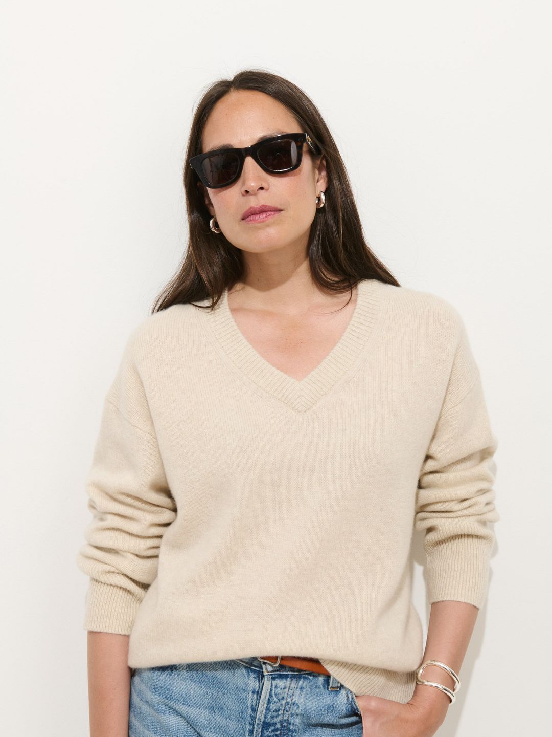 Rowan V-Neck Sweater In Cashmere