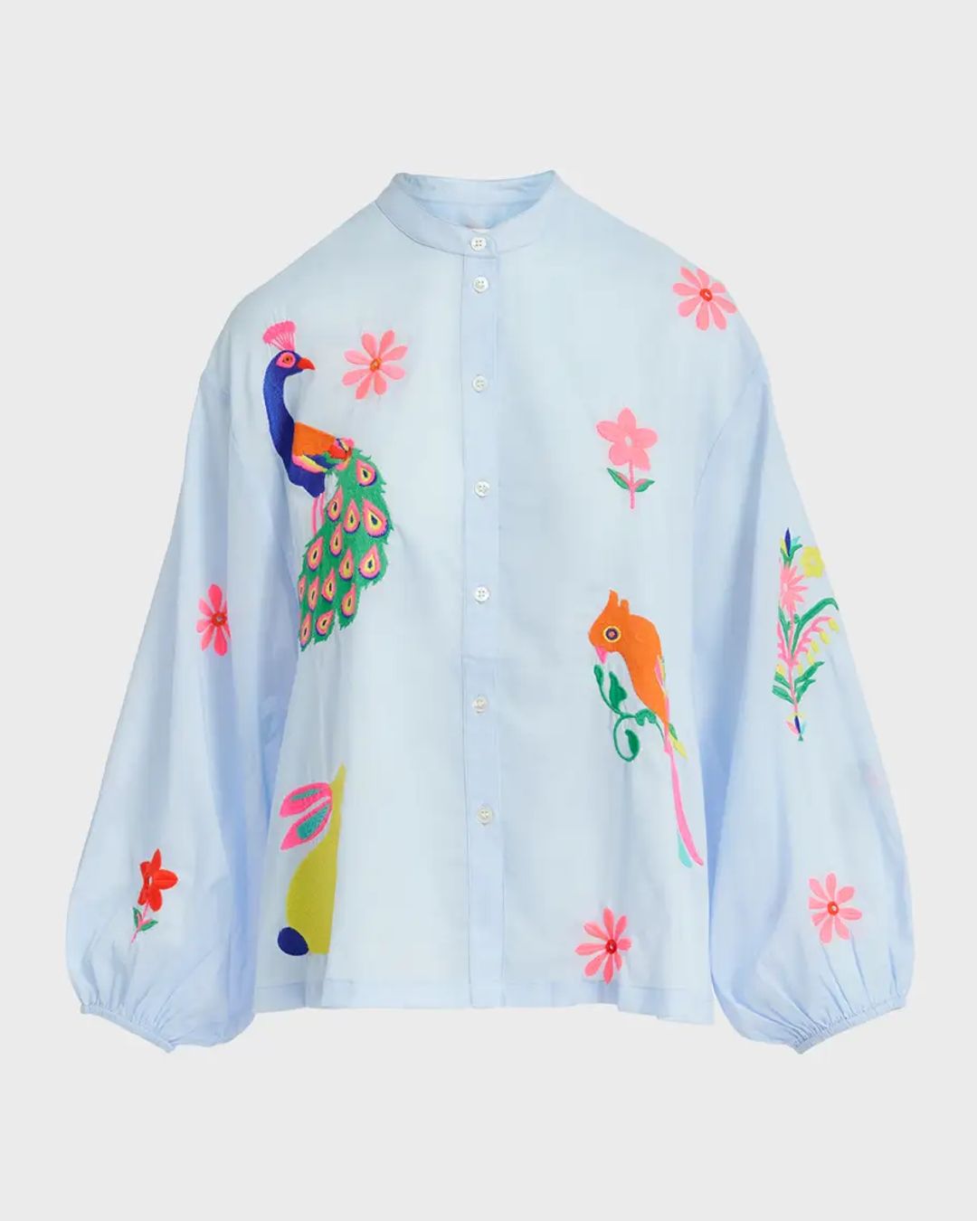 Felhi Multicolor Embroidered Organic Cotton Button-Front Shirt