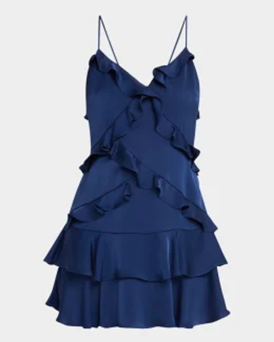 Short v-neck ruffle dress in navy