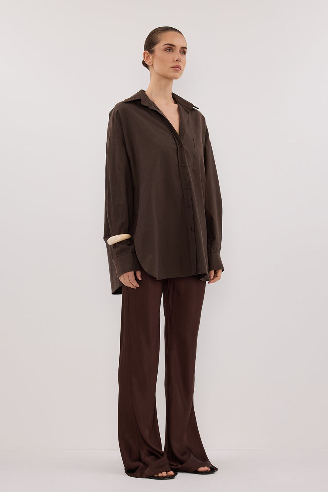 NIKKI BITTER CHOC SATIN BIAS PANT #3