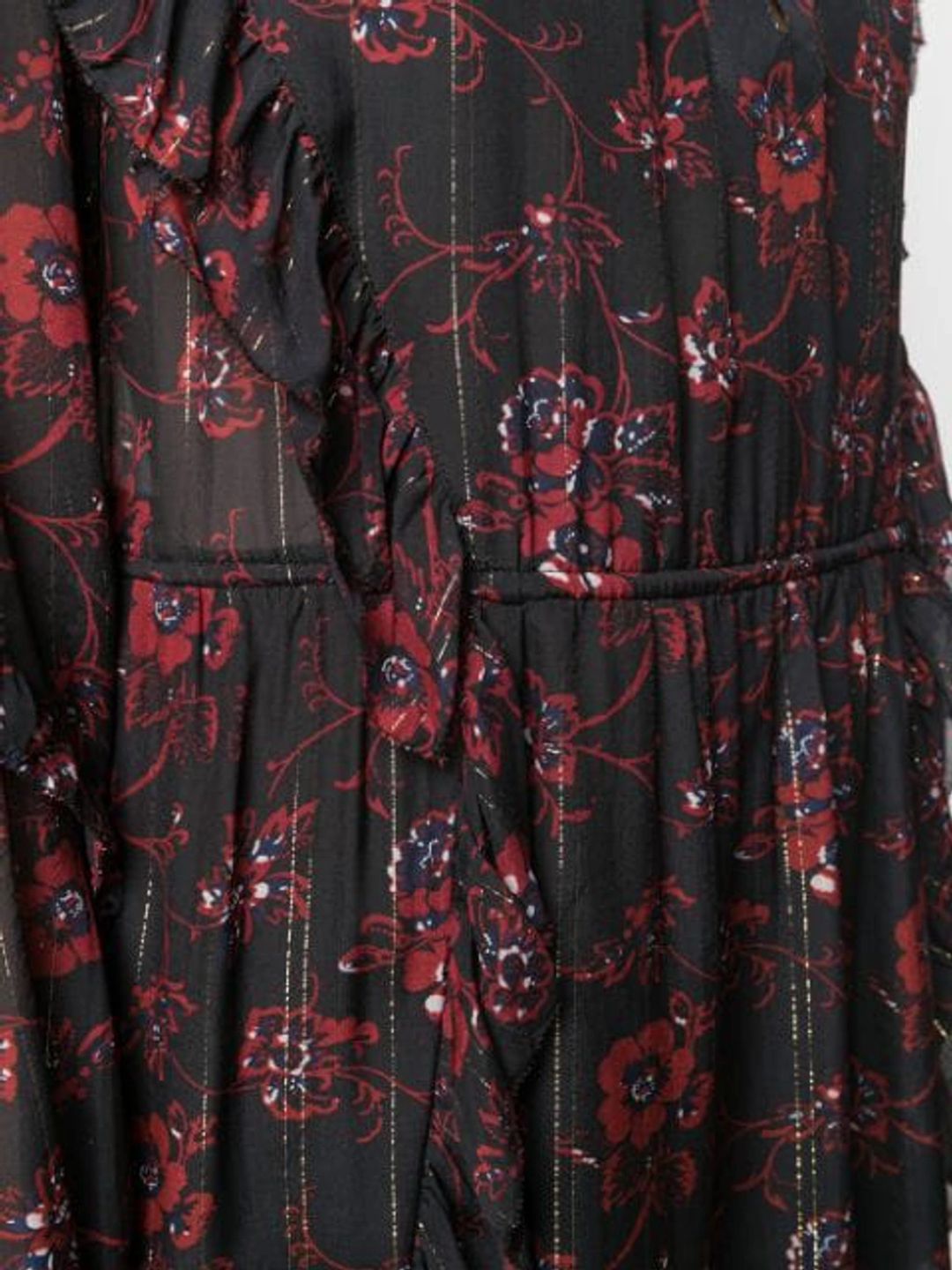 Tie Neck Floral Maxi Dress In Black #5