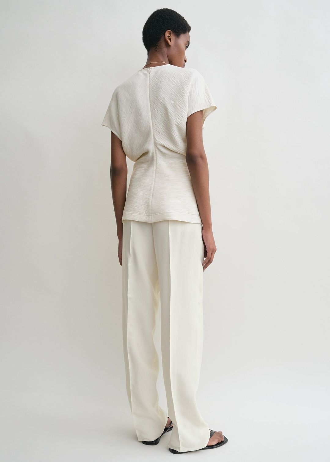 Slouch waist crinkled top cream #3