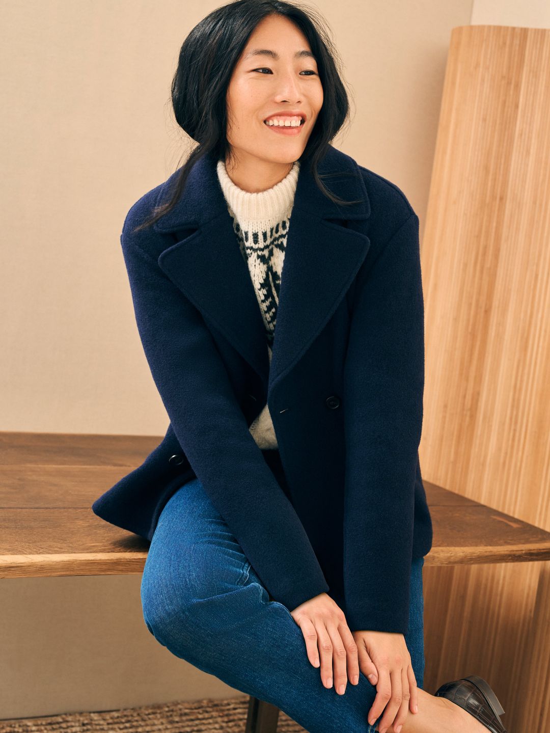 Atlantic Knit Peacoat - Navy