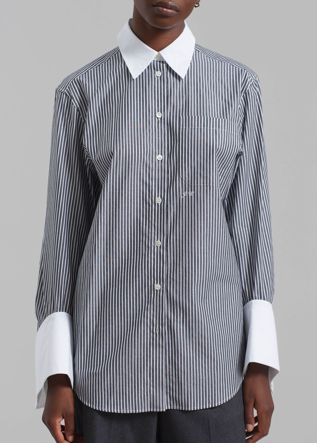 JW Anderson Oversized Cuff Shirt - Charcoal/White #5