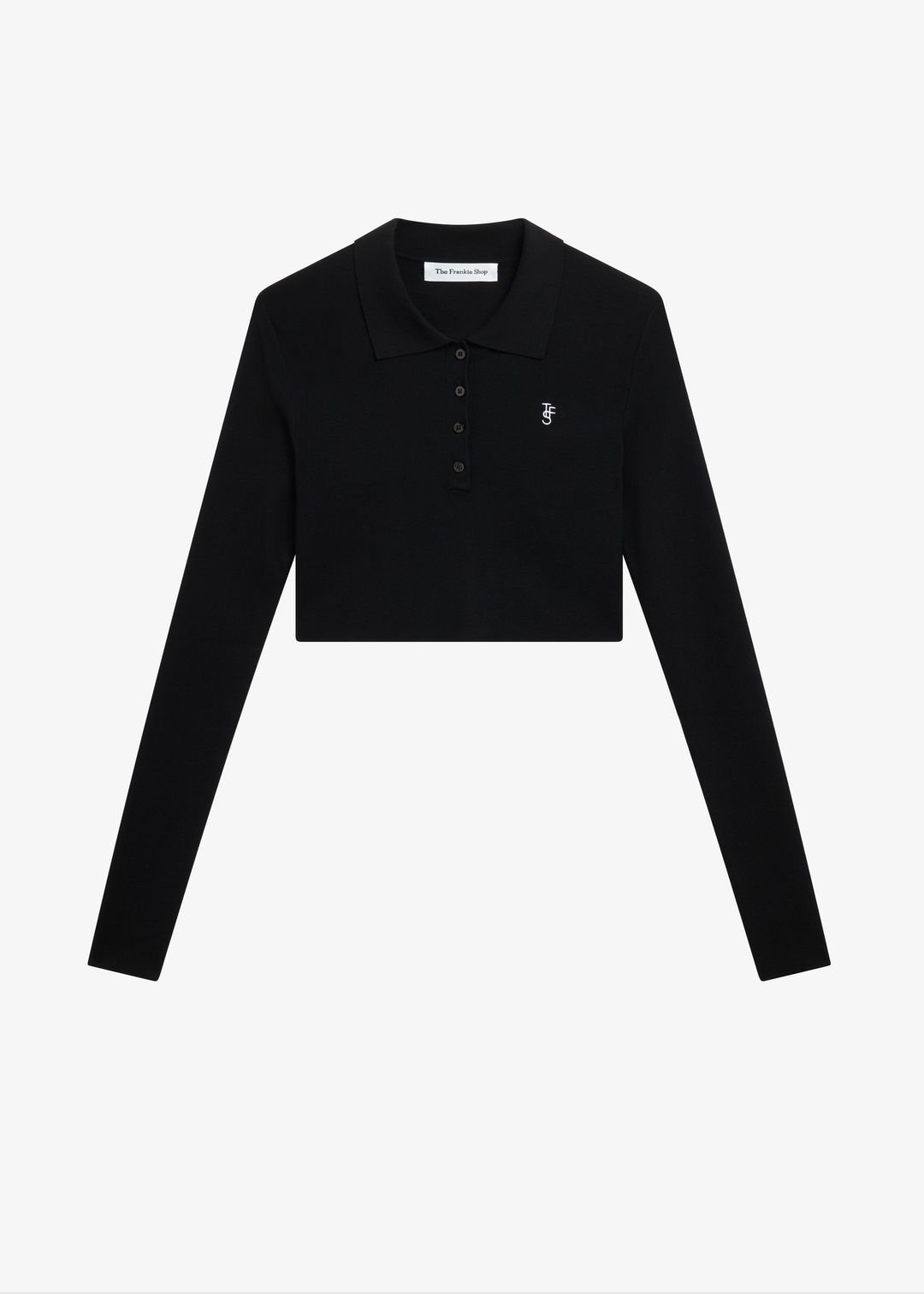 Giselle Cropped Knit Polo - Black #9