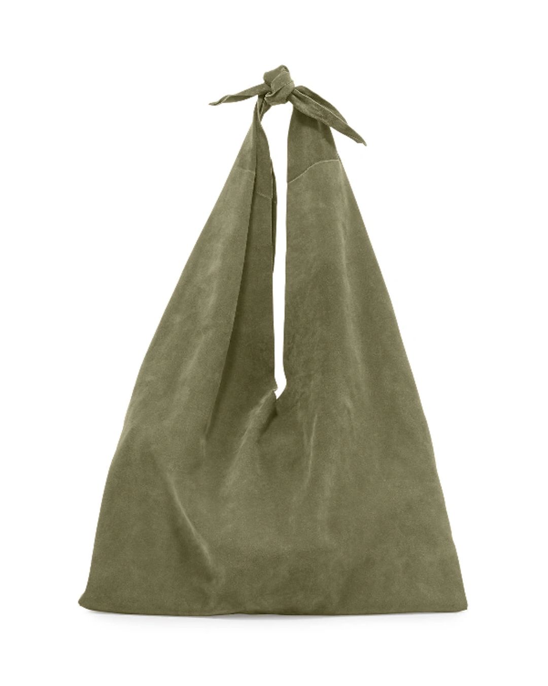 Bindle Knot Suede Hobo Bag In Sage