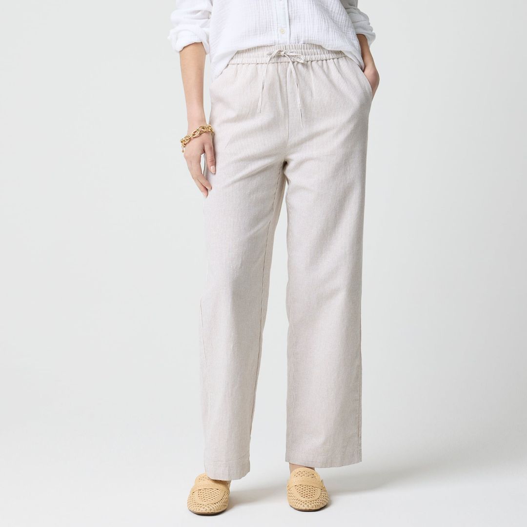 slim wide leg linen drawstring pant - st #2