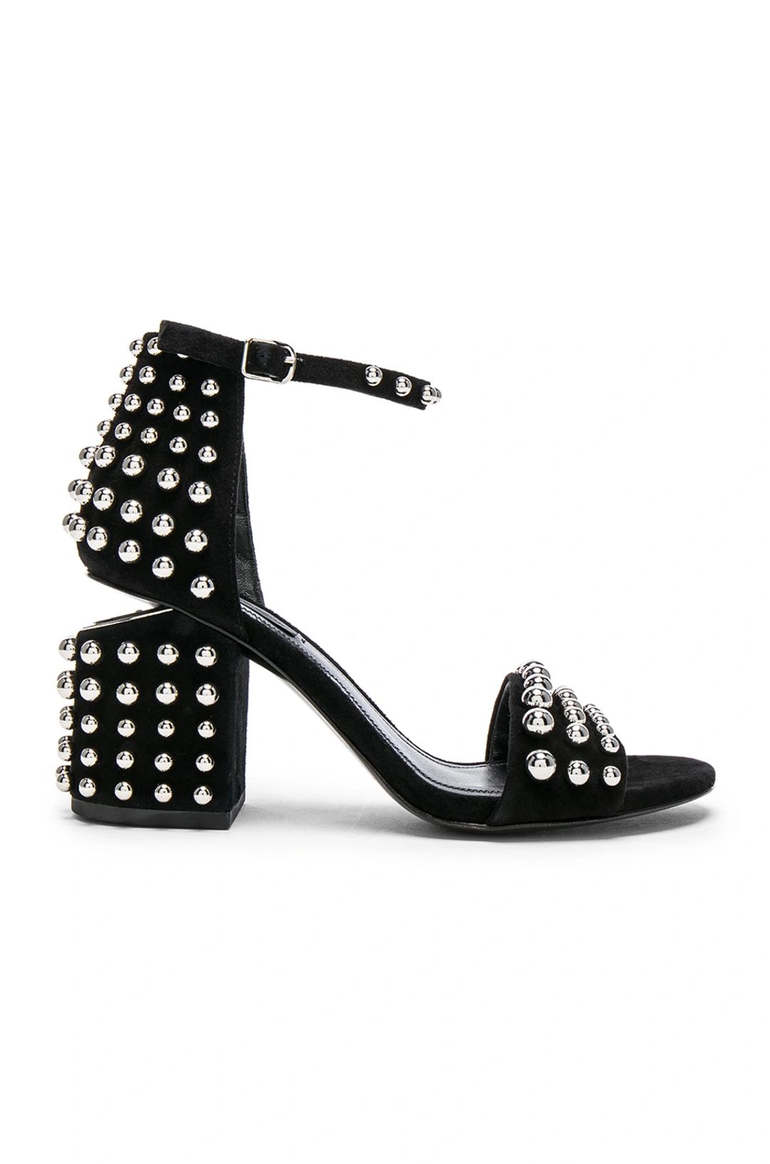 Abby Studded Tilt-heel City Sandal, Clay In Black #16