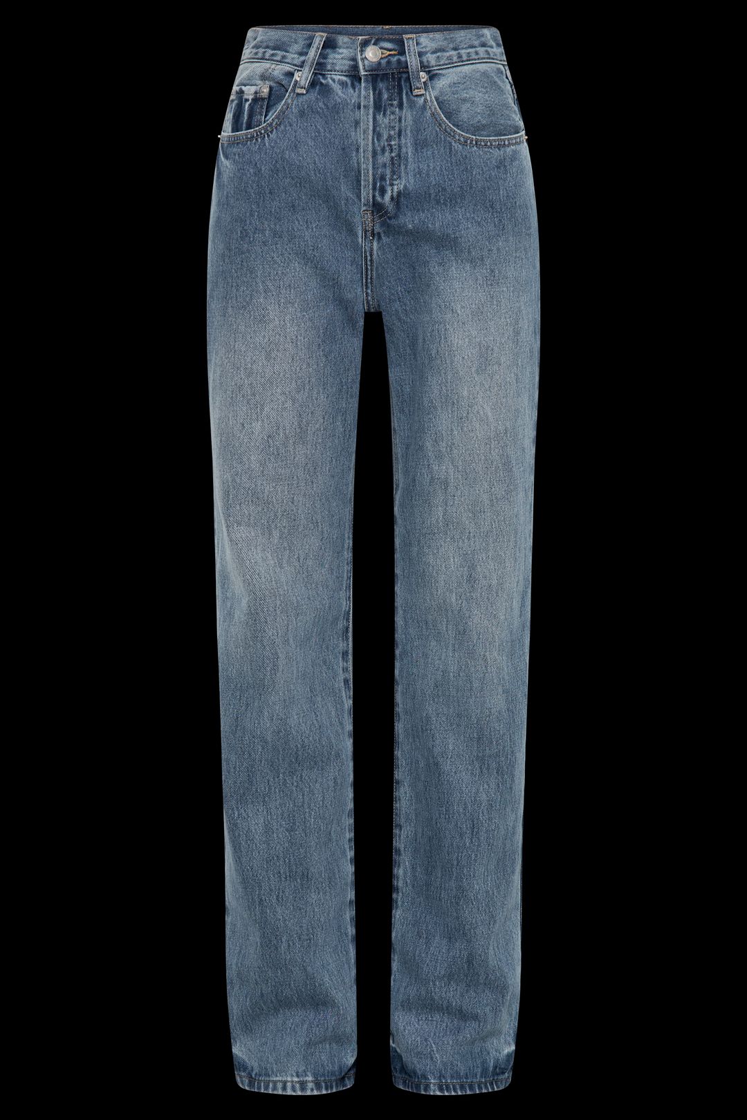 Janine High Waisted Straight Leg Jeans - Washed Mid Blue #13